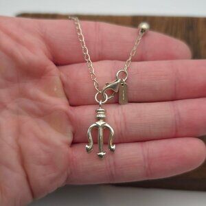 8 Inch 925 Sterling Silver Rustic Trident And Orbs Chain Bracelet